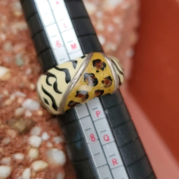 Animal print Sterling and enamel 6.75…7 - Picture 6 of 8